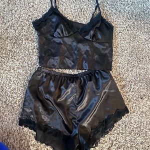 black silk pajama set